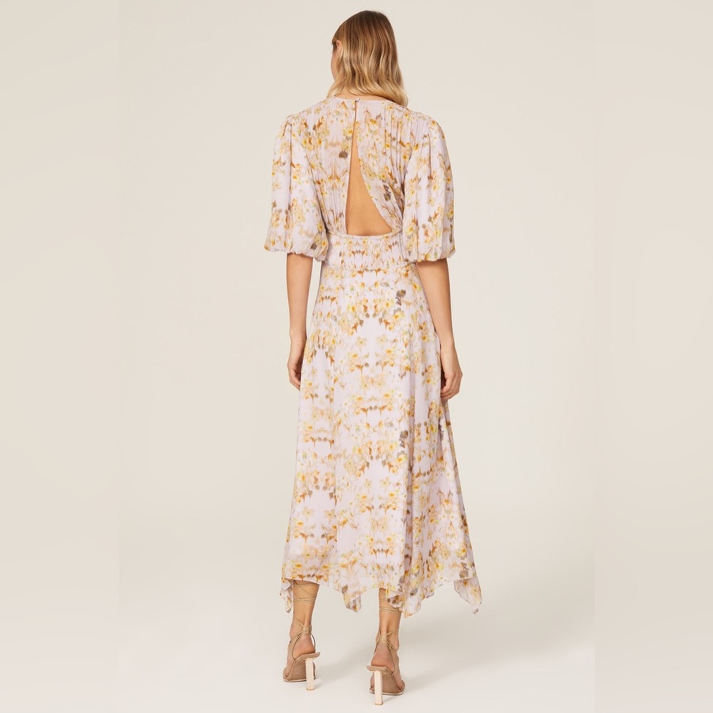 ALLSAINTS Aspen Momo Dress Womens  Lavender Floral Midi V-Neck Open Back‎ 4 - Picture 2 of 6